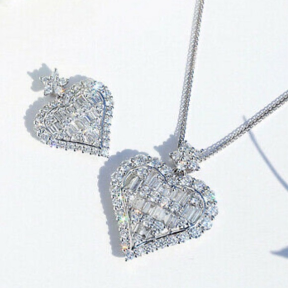 NEW 925 Sterling silver Diamond Heart Necklace - Picture 5 of 6